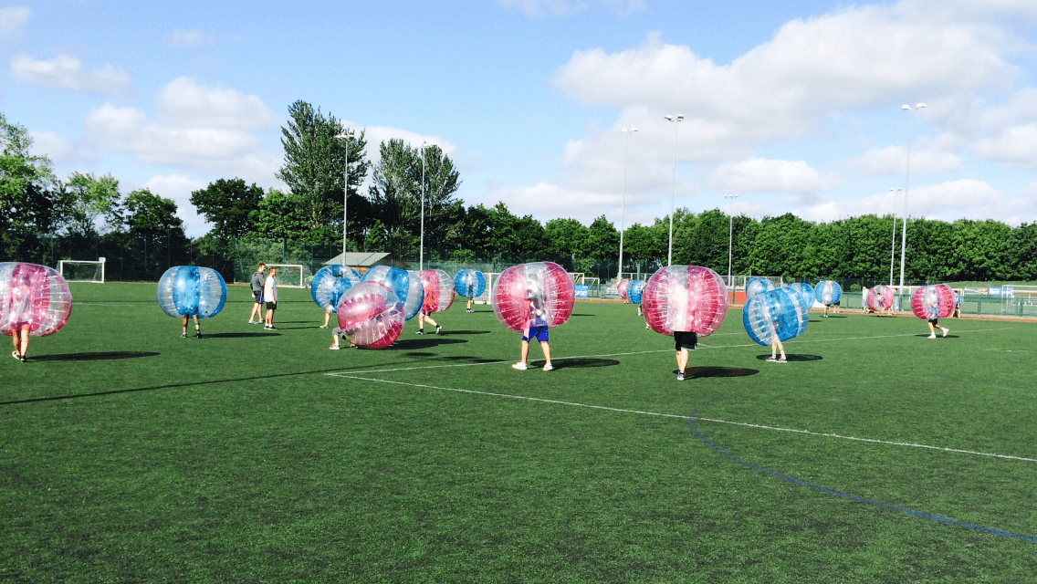 Kids Playing Outdoor Bubble Football